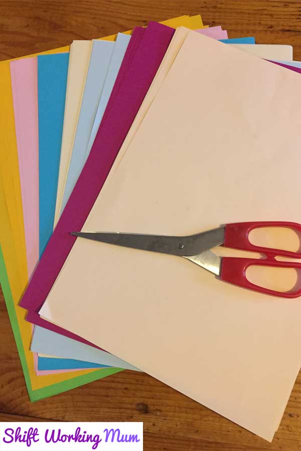 coloured paper with scissors